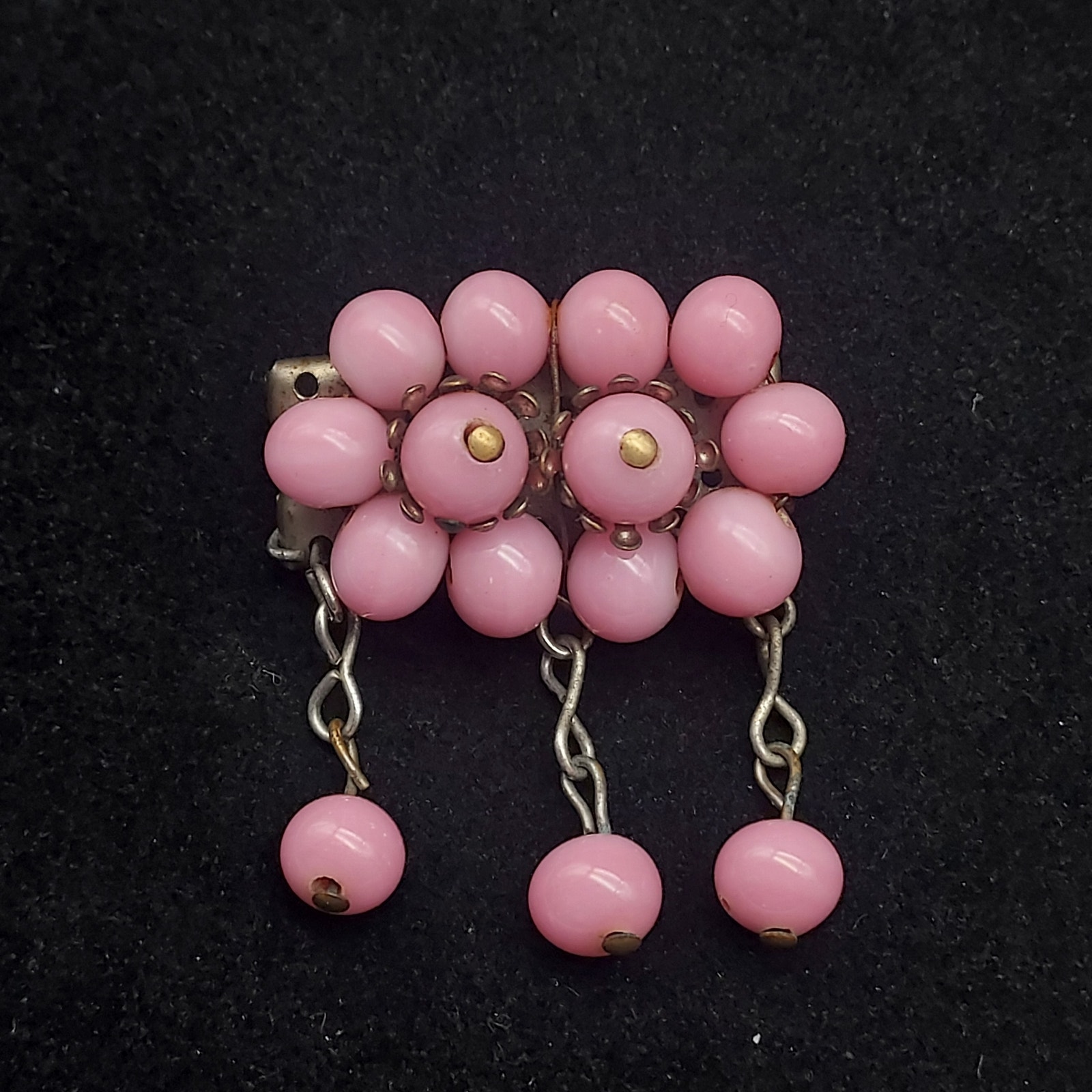 Miriam Haskell Brooch Early 1940s Unsigned Pink Beaded Wired